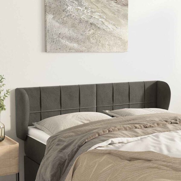 Čelo postele typu ušák tmavě šedé 147x23x78/88 cm samet 3117193