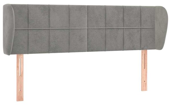 Čelo postele typu ušák světle šedé 147x23x78/88 cm samet 3117192