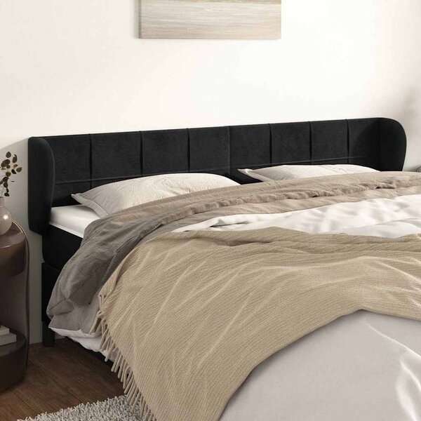 Čelo postele typu ušák černé 183x23x78/88 cm samet 3117206