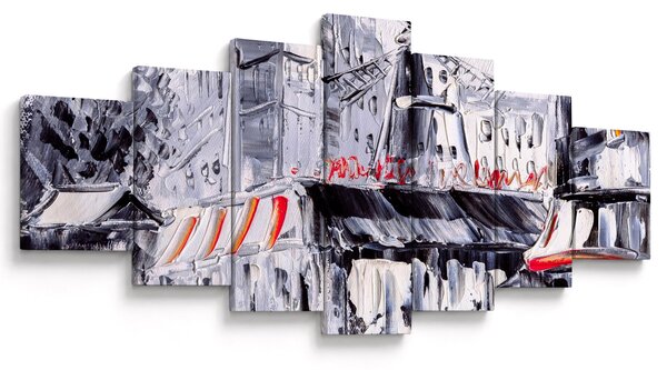 Obraz - Ulice v Paříži, olejomalba (210x100 cm)