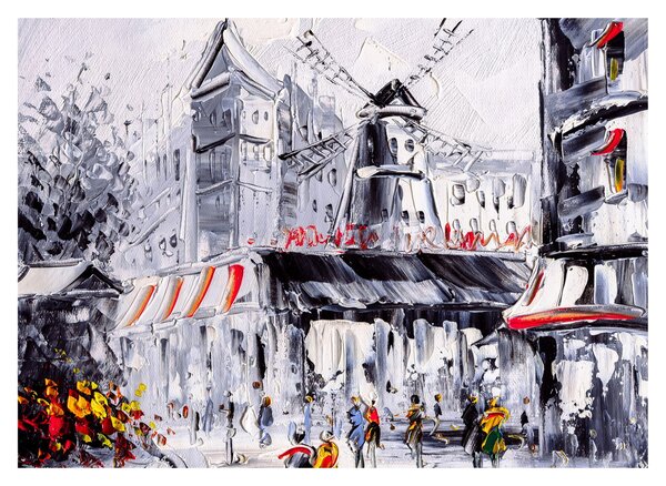 Obraz - Ulice v Paříži, olejomalba (70x50 cm)