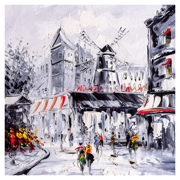 Obraz - Ulice v Paříži, olejomalba (30x30 cm)