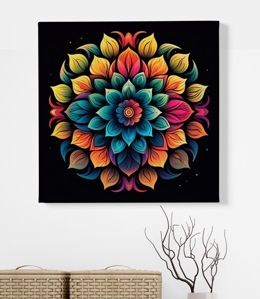Obraz na plátně - Mandala barevný květ FeelHappy.cz Vyberte rozměr (Šířka/Výška): 40 x 40 cm