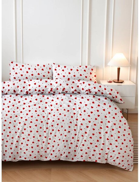 Červeno-bílé povlečení na dvoulůžko 200x200 cm Love Heart – Mijolnir