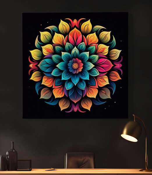 Obraz na plátně - Mandala barevný květ FeelHappy.cz Vyberte rozměr (Šířka/Výška): 40 x 40 cm