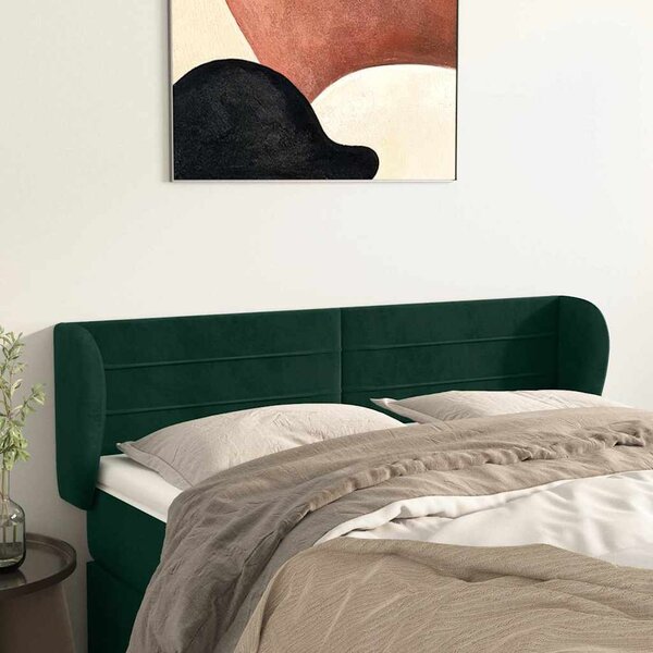 Čelo postele typu ušák tmavě zelené 147x23x78/88 cm samet 3117335