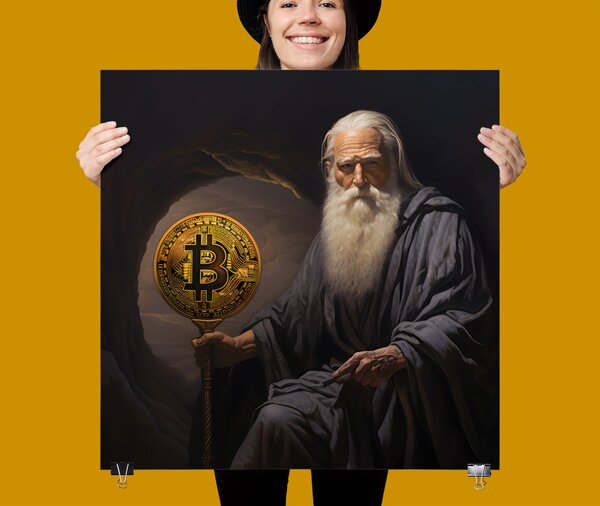 Plakát - Bitcoin strážce s žezlem FeelHappy.cz Velikost plakátu: 40 x 40 cm