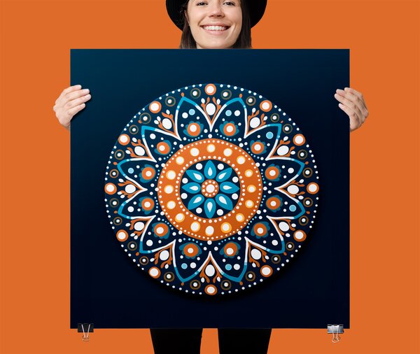 FeelHappy Plakát - Mandala bílé tečky folklor Velikost plakátu: 100 x 100 cm