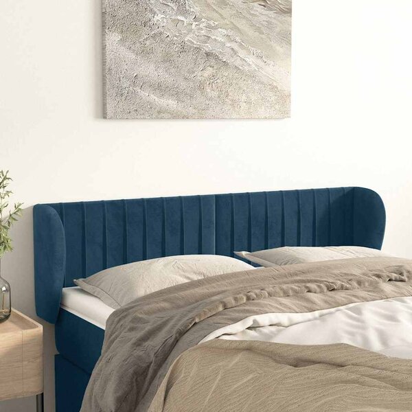 Čelo postele typu ušák tmavě modré 147x23x78/88 cm samet 3117434