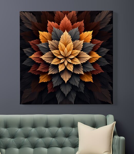 Obraz na plátně - Mandala hnědé listy FeelHappy.cz Vyberte rozměr (Šířka/Výška): 40 x 40 cm