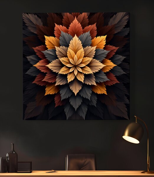 Obraz na plátně - Mandala hnědé listy FeelHappy.cz Vyberte rozměr (Šířka/Výška): 40 x 40 cm
