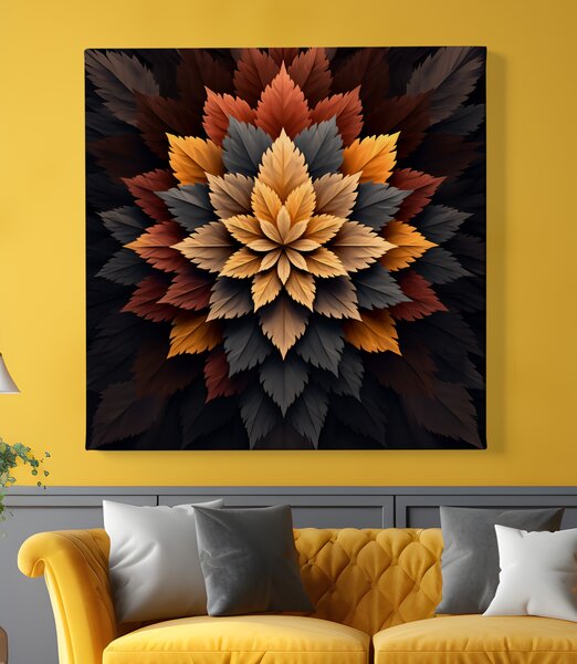 Obraz na plátně - Mandala hnědé listy FeelHappy.cz Vyberte rozměr (Šířka/Výška): 40 x 40 cm