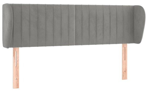 Čelo postele typu ušák světle šedé 147x23x78/88 cm samet 3117430