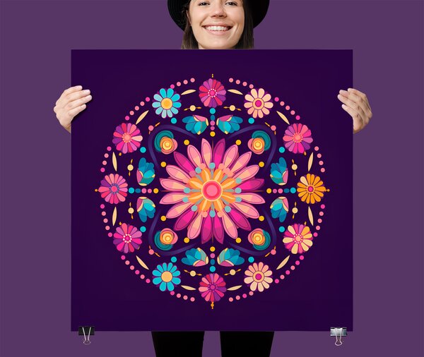 FeelHappy Plakát - Mandala květinové ornamenty Velikost plakátu: 100 x 100 cm