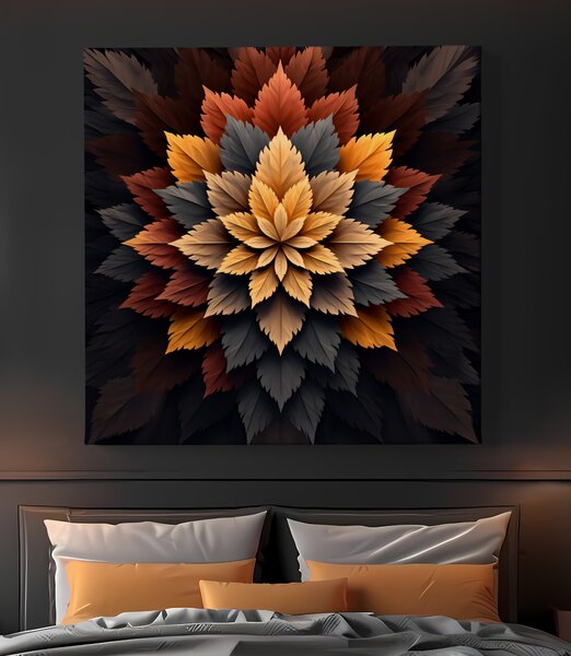 Obraz na plátně - Mandala hnědé listy FeelHappy.cz Velikost obrazu: 40 x 40 cm