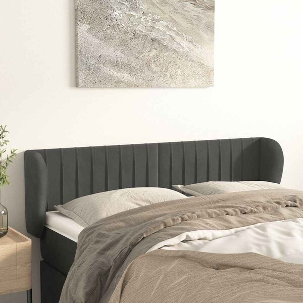 Čelo postele typu ušák tmavě šedé 147x23x78/88 cm samet 3117431
