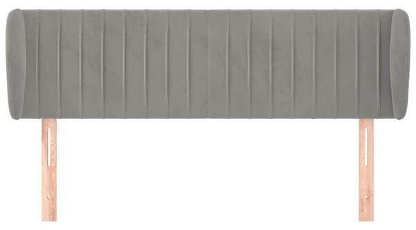 Čelo postele typu ušák světle šedé 147x23x78/88 cm samet 3117430