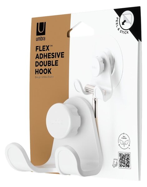 Bílý samodržící háček z recyklovaného plastu Flex Adhesive – Umbra