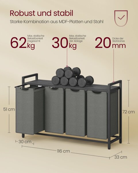 Prádelní koš se 4 přihrádkami BLH401G01