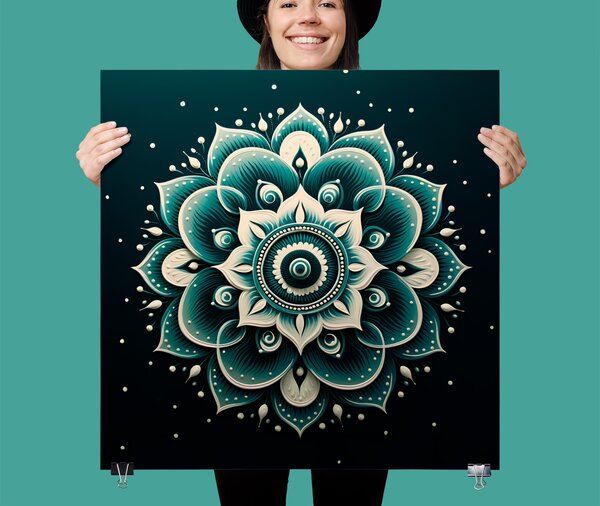 FeelHappy Plakát - Smaragdová mandala Velikost plakátu: 40 x 40 cm