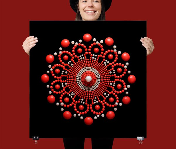 FeelHappy Plakát - Mandala červené perly Velikost plakátu: 100 x 100 cm