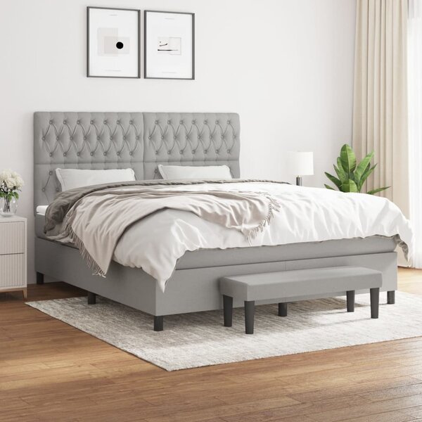 Box spring postel s matrací světle šedá 180 x 200 cm textil 3136853