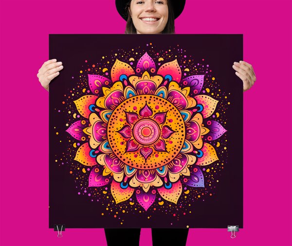 FeelHappy Plakát - Mandala magenta orange Velikost plakátu: 100 x 100 cm