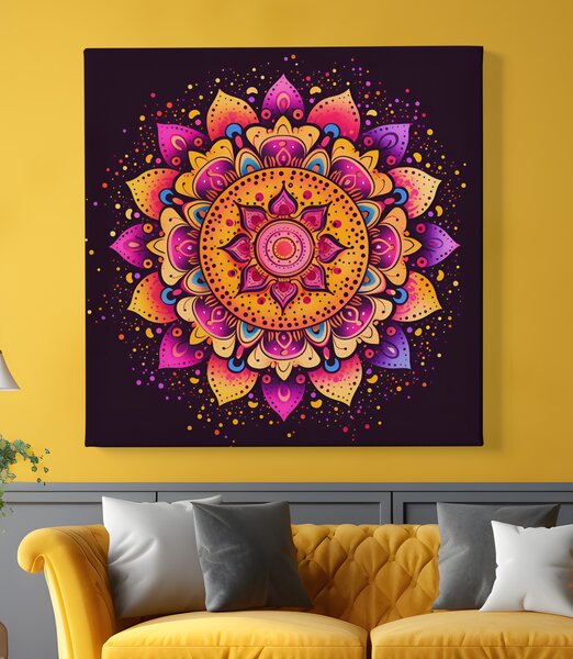 Obraz na plátně - Mandala magenta orange FeelHappy.cz Velikost obrazu: 40 x 40 cm