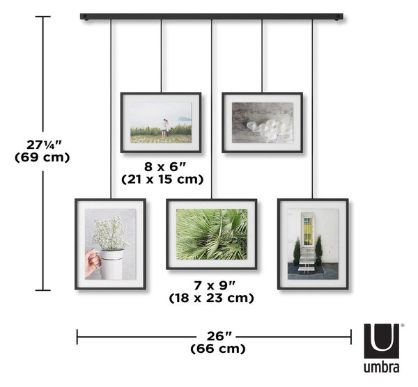 Černé kovové rámečky na zeď v sadě 5 ks 66x69 cm Exhibit – Umbra