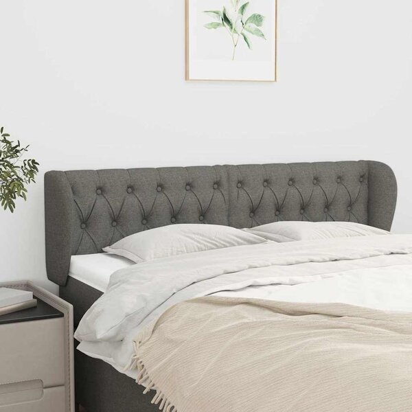 Čelo postele typu ušák tmavě šedé 147x23x78/88 cm textil 3117479