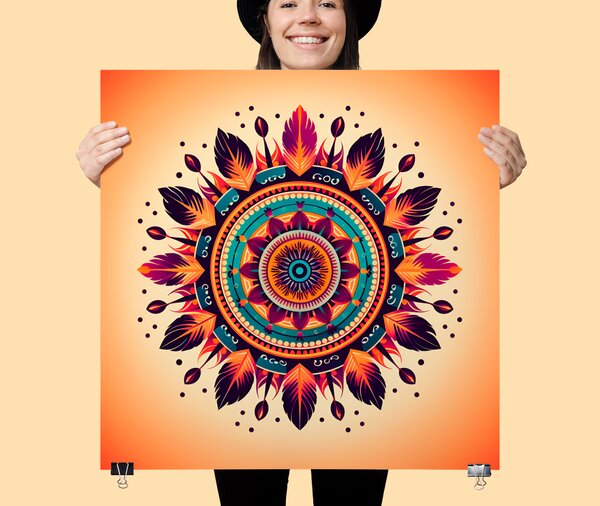 FeelHappy Plakát - Mandala ohnivý lapač Velikost plakátu: 100 x 100 cm