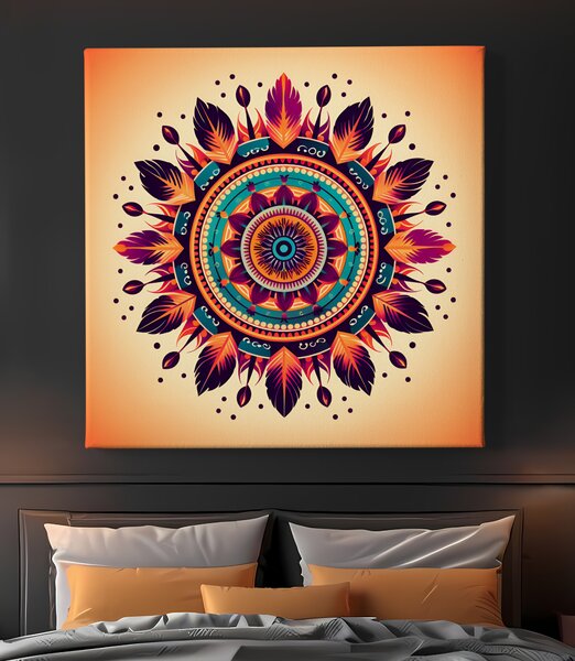 Obraz na plátně - Mandala ohnivý lapač FeelHappy.cz Vyberte rozměr (Šířka/Výška): 40 x 40 cm