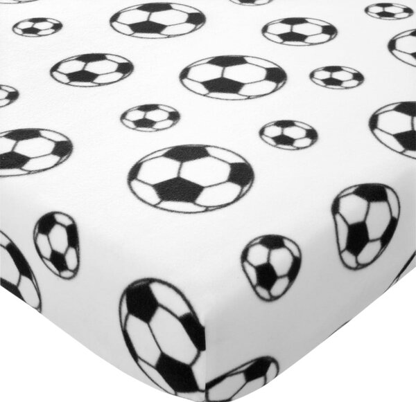 Bílé napínací fleecové dětské prostěradlo na jednolůžko 90x190 cm Football – Catherine Lansfield