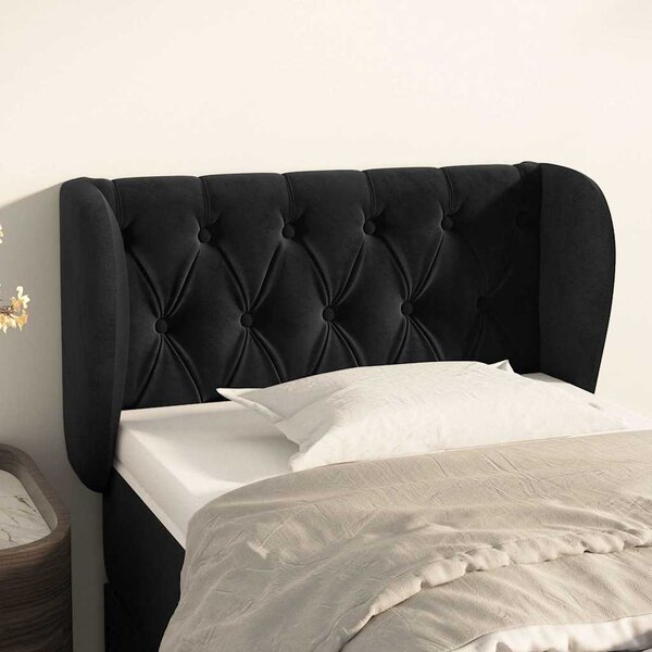 Čelo postele typu ušák černé 83x23x78/88 cm samet 3117512