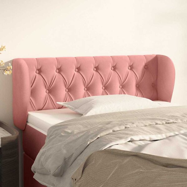 Čelo postele typu ušák růžová 103x23x78/88 cm samet 3117527