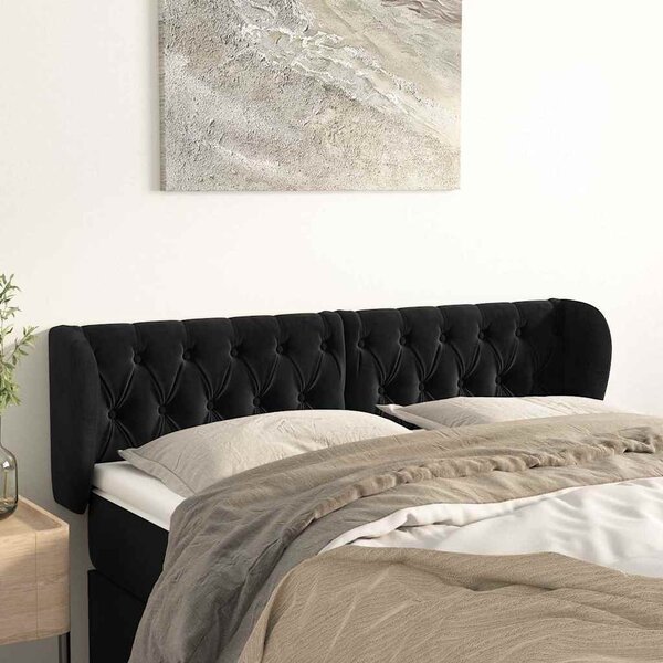 Čelo postele typu ušák černé 147x23x78/88 cm samet 3117530