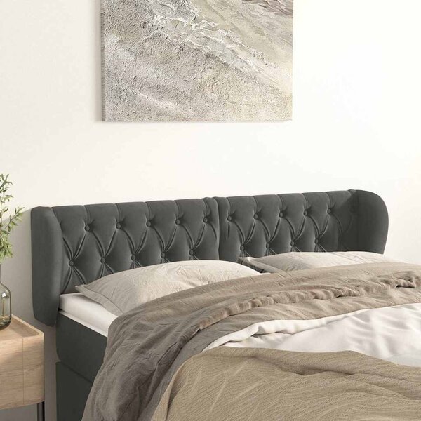 Čelo postele typu ušák tmavě šedé 147x23x78/88 cm samet 3117529