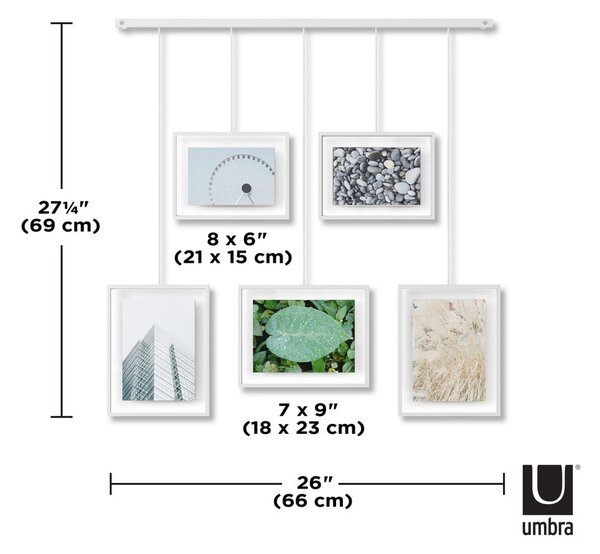 Bílé kovové rámečky na zeď v sadě 5 ks 79x43 cm Exhibit – Umbra