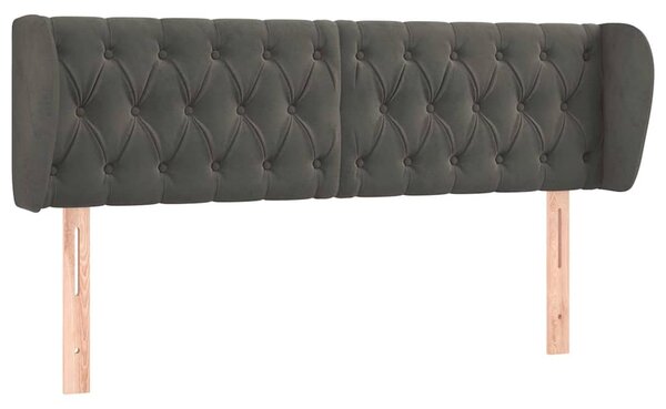 Čelo postele typu ušák tmavě šedé 147x23x78/88 cm samet 3117529