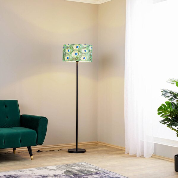 Stojací lampa páv, Ø 45 cm, zelená