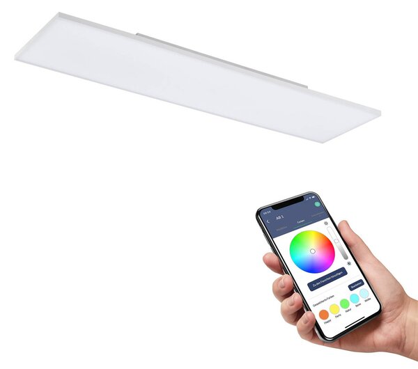 EGLO connect Turcona-Z LED stropní svítidlo 120x30cm, stmívatelný, Bílá / opál, Obývací pokoj / jídelna, Plast