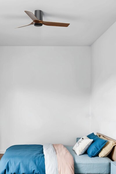 FARO Stropní ventilátor se stmívatelným světlem MINI PUNT TUB S LED, 6 rychlostí, 10W Barva: Černá-dřevo