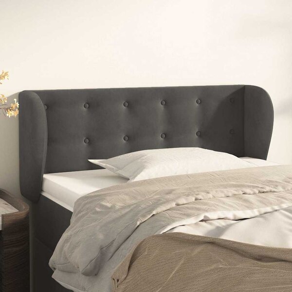 Čelo postele typu ušák tmavě šedé 83x23x78/88 cm samet 3117609