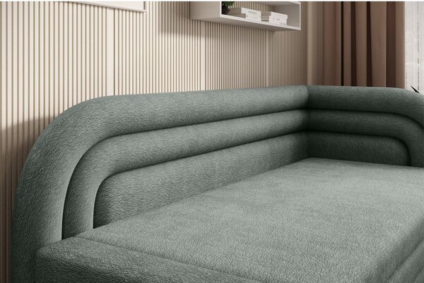 Zelená žinylková rozkládací/s úložným prostorem pohovka pravý roh 223 cm Fabillo – ELTAP