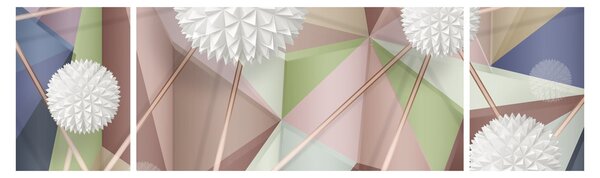 Obraz - 3D Abstrakce v pastelových barvách (170x50 cm)