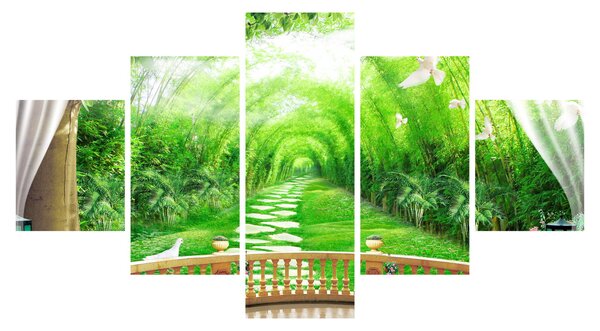 Obraz - Výhled na tropickou zahradu (125x70 cm)