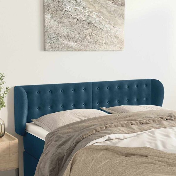 Čelo postele typu ušák tmavě modré 147x23x78/88 cm samet 3117630