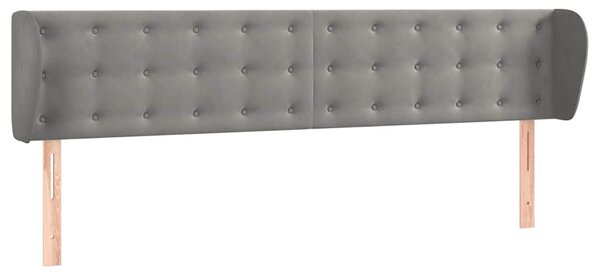 Čelo postele typu ušák světle šedé 183x23x78/88 cm samet 3117638