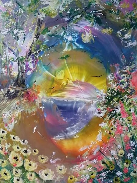 Umělecké dílo od Dana Vyjídáková - "Báječný svět", rozměr: enkaustika (vosk) - 45 x 60 cm