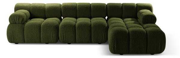 Zelená modulární rohová pohovka z textilie bouclé (pravý roh) Bellis – Micadoni Home